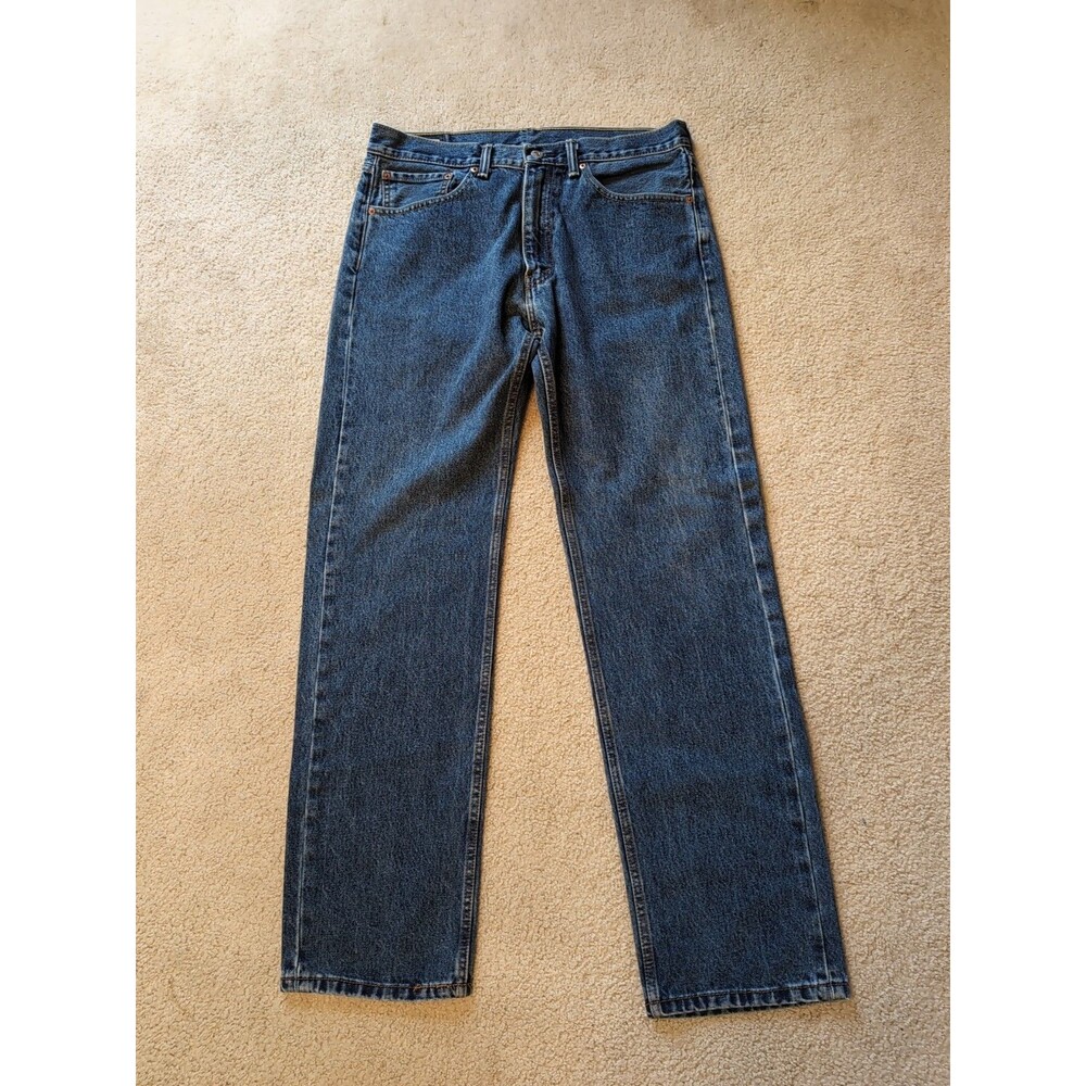 LEVI'S 505 mens 36 x 34 Blue Jeans Regular Fit Straight Leg - Picture 4 of 10